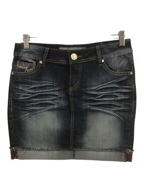 ROXY jeans mini skirt five pockets essential Alex low rise dark blue size 7